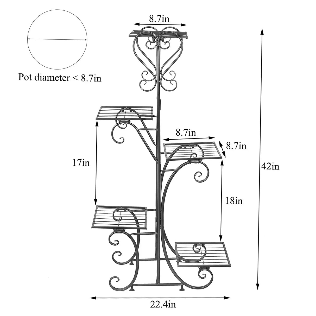 5 Tiered Tall Plant Stand Indoor Iron Planter