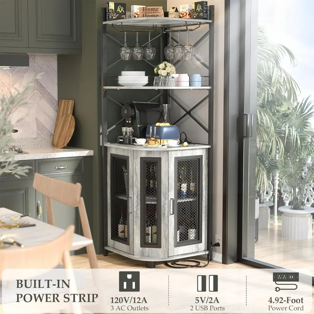 5-Tiers Liquor Cabinet Bar Unit for Home Industrial