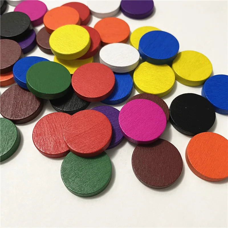 50 Pieces 25*5mm Colorful Wooden Circle Plate Chips