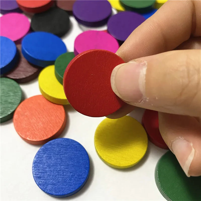 50 Pieces 25*5mm Colorful Wooden Circle Plate Chips
