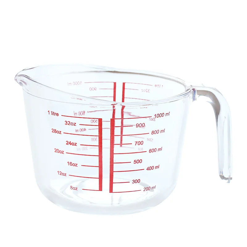 500ML/1000ML Measuring Scale Cup Transparent Heat Resitant Tempered