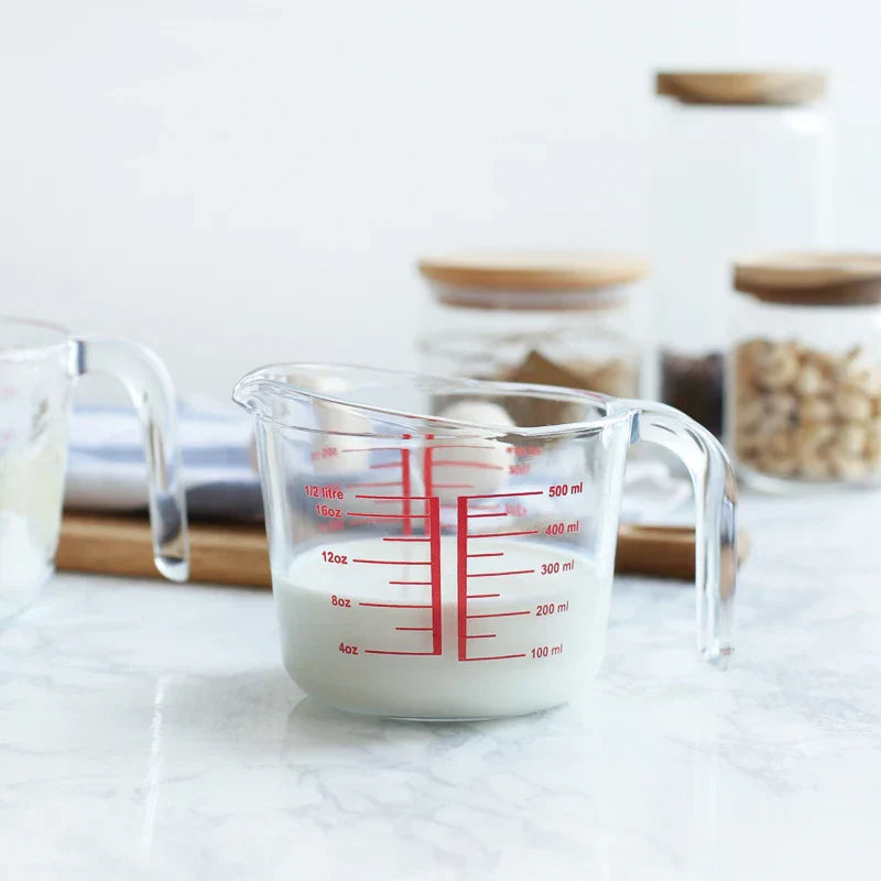 500ML/1000ML Measuring Scale Cup Transparent Heat Resitant Tempered