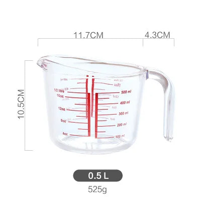 500ML/1000ML Measuring Scale Cup Transparent Heat Resitant Tempered
