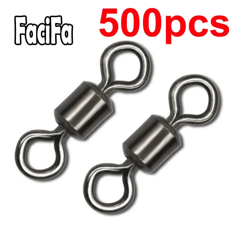 500pcs Bearing Swivel Fishing Connector Stainless Steel Carp