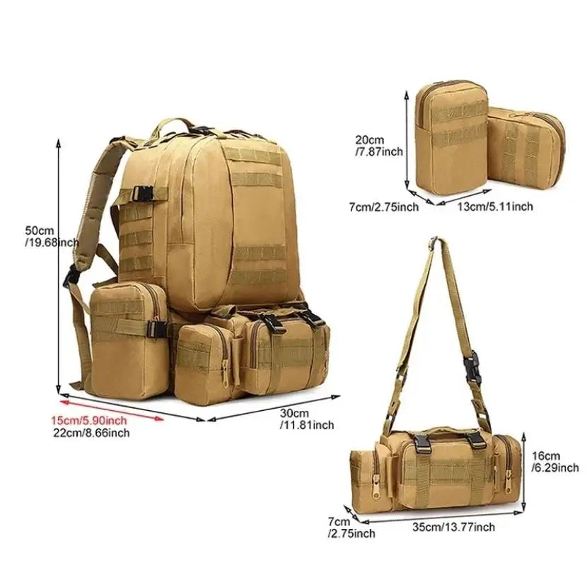 50L Tactical Backpack Men Waterproof 4 In1 Molle