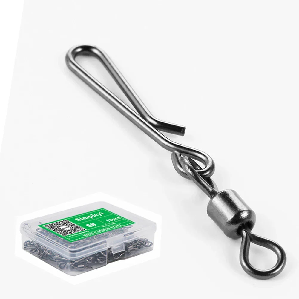 50pcs Box Rolling Swivel With Hanging Snap Fishing