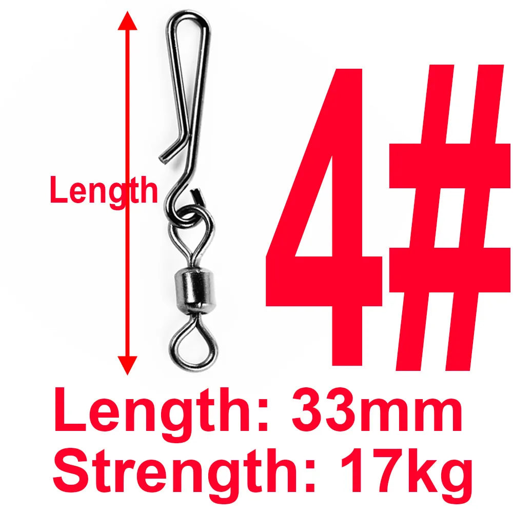 50pcs Box Rolling Swivel With Hanging Snap Fishing