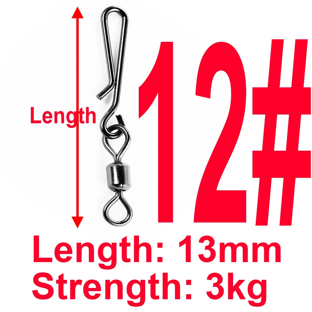 50pcs Box Rolling Swivel With Hanging Snap Fishing