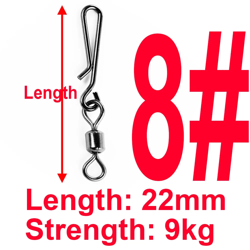 50pcs Box Rolling Swivel With Hanging Snap Fishing
