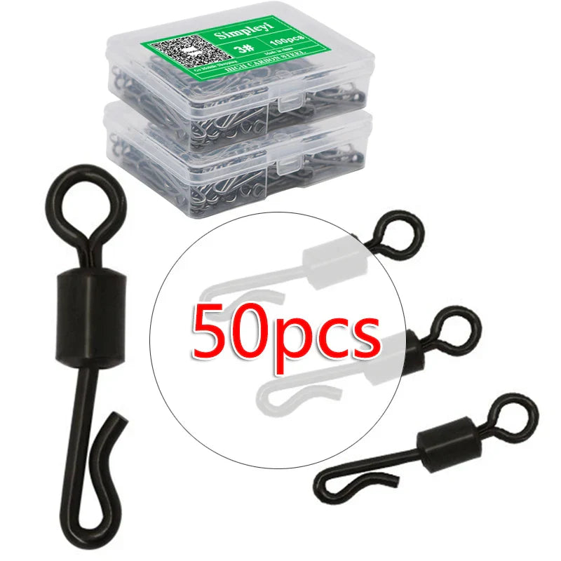50pcs/box Bearing Swivel Fishing Connector Q-Shaped Quick Change