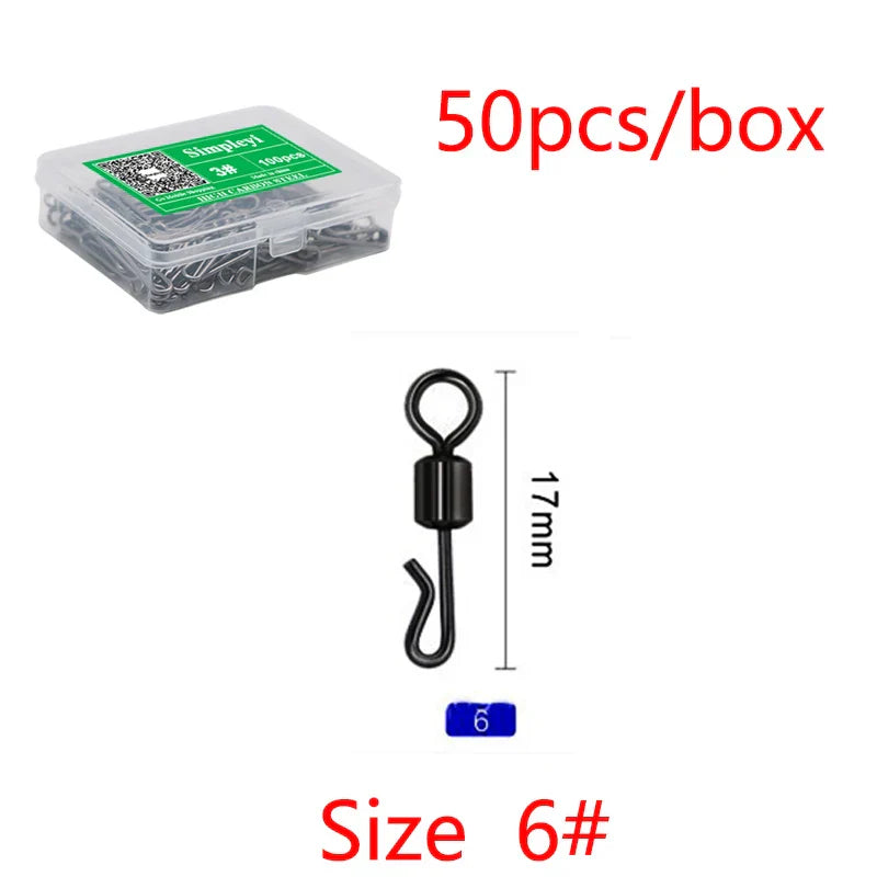 50pcs/box Bearing Swivel Fishing Connector Q-Shaped Quick Change
