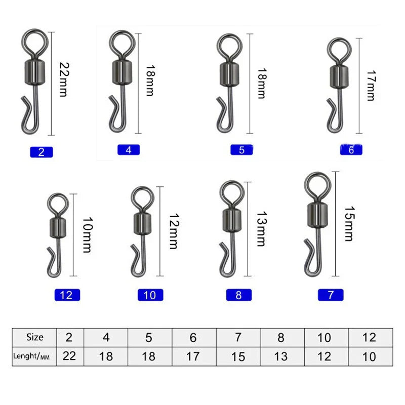 50pcs/box Bearing Swivel Fishing Connector Q-Shaped Quick Change