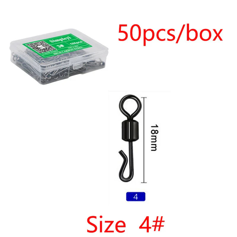 50pcs/box Bearing Swivel Fishing Connector Q-Shaped Quick Change