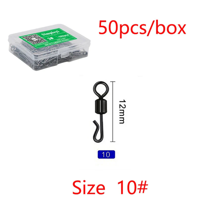 50pcs/box Bearing Swivel Fishing Connector Q-Shaped Quick Change