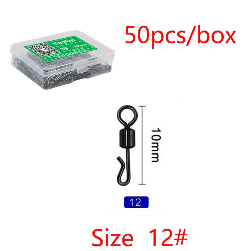 50pcs/box Bearing Swivel Fishing Connector Q-Shaped Quick Change