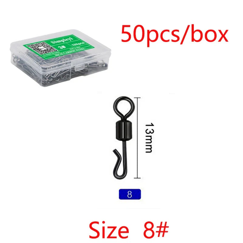 50pcs/box Bearing Swivel Fishing Connector Q-Shaped Quick Change