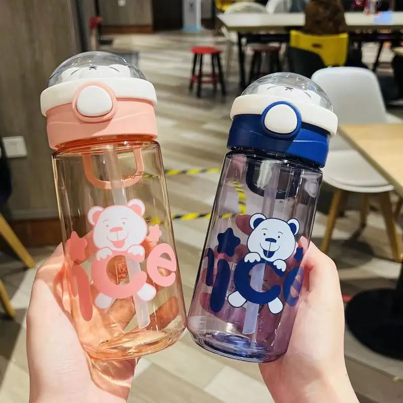 550/650ml Cute Water Bottle for Girls with Lid