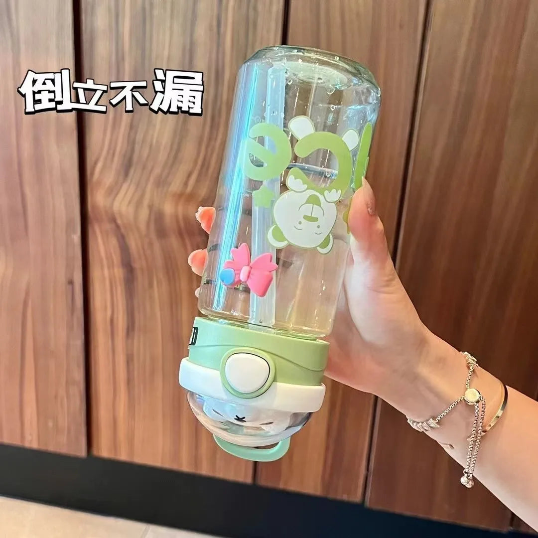 550/650ml Cute Water Bottle for Girls with Lid