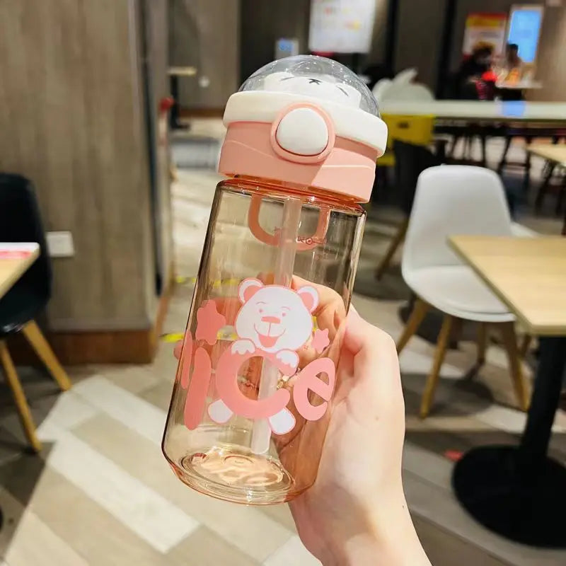 550/650ml Cute Water Bottle for Girls with Lid