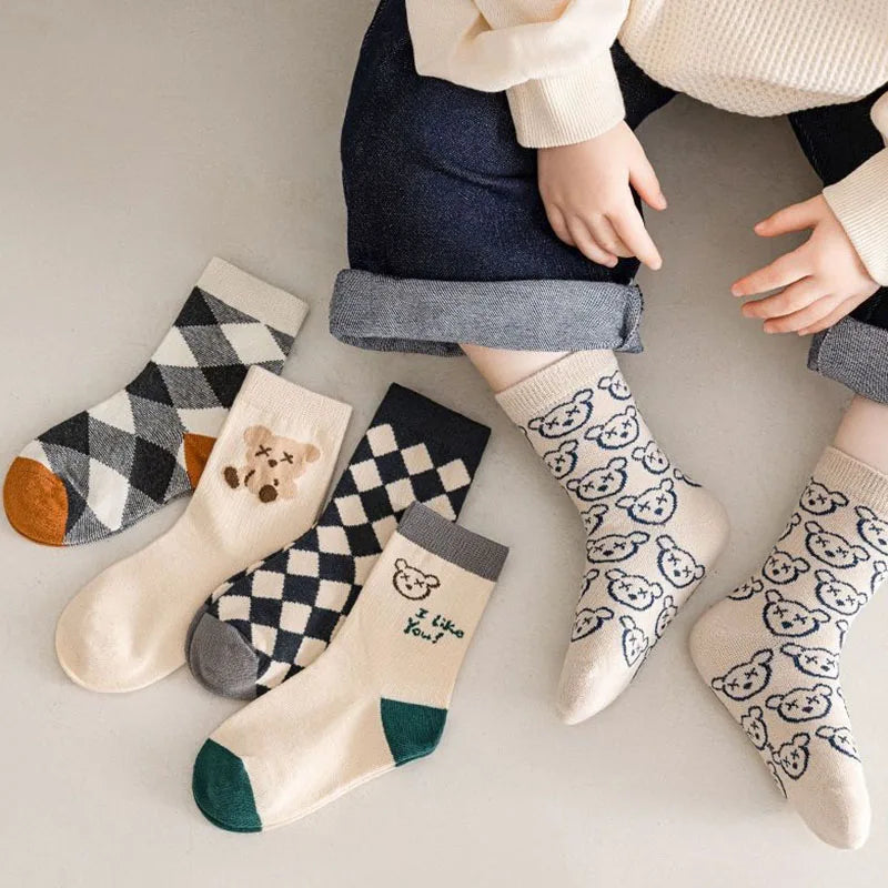 5Pairs/Lot Cute Cartoon Baby Socks Spring Autumn Casual