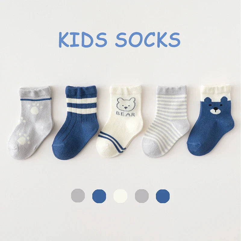 5Pairs/Lot Cute Cartoon Baby Socks Spring Autumn Casual
