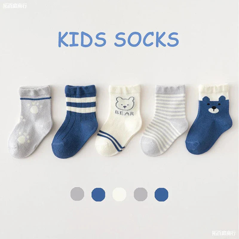 5Pairs/Lot Cute Cartoon Baby Socks Spring Autumn Casual