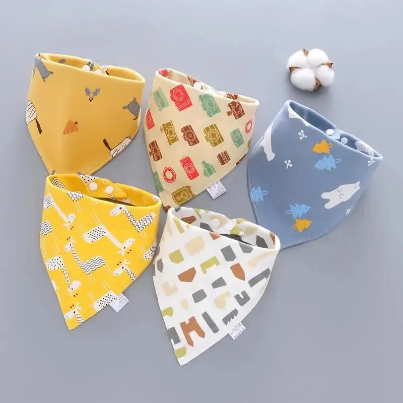 5Pcs/Lot Baby Bibs Cotton Bibs Cartoon Print Saliva