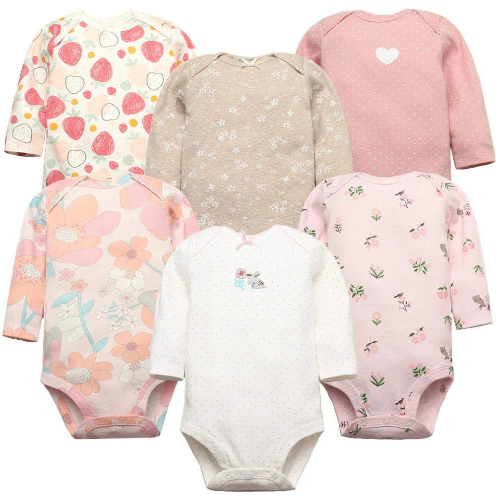 6 PCS/Lot Baby Boys Girls Bodysuit Long Sleeve