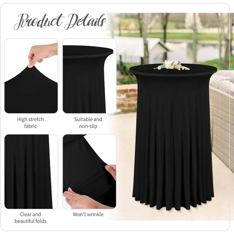 6 Packs 32"x 43" Round Cocktail Table Skirt,Spandex