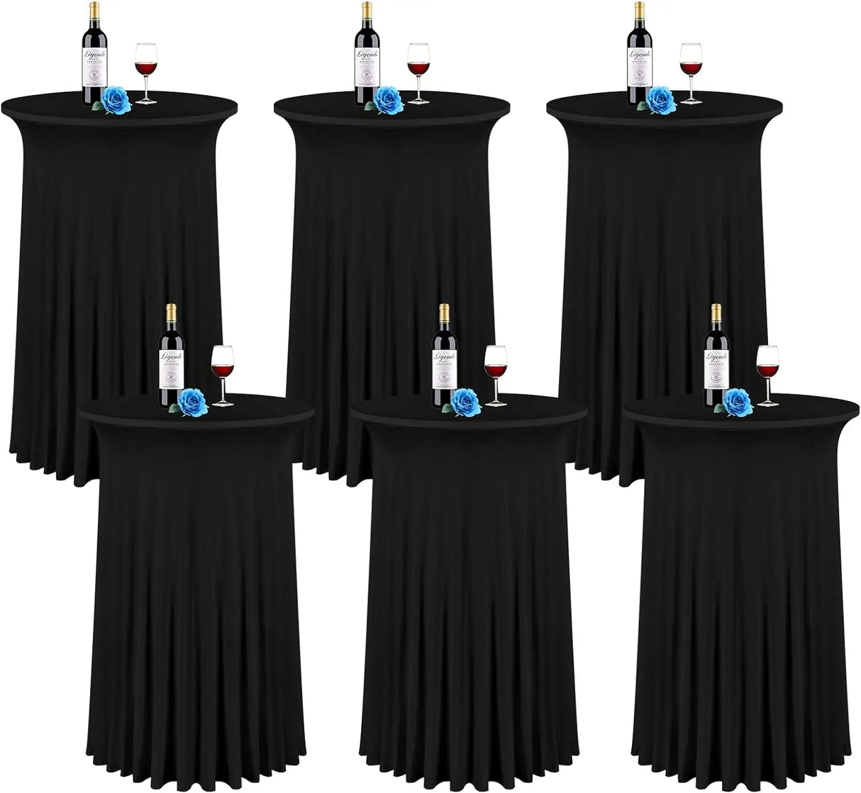 6 Packs 32"x 43" Round Cocktail Table Skirt,Spandex