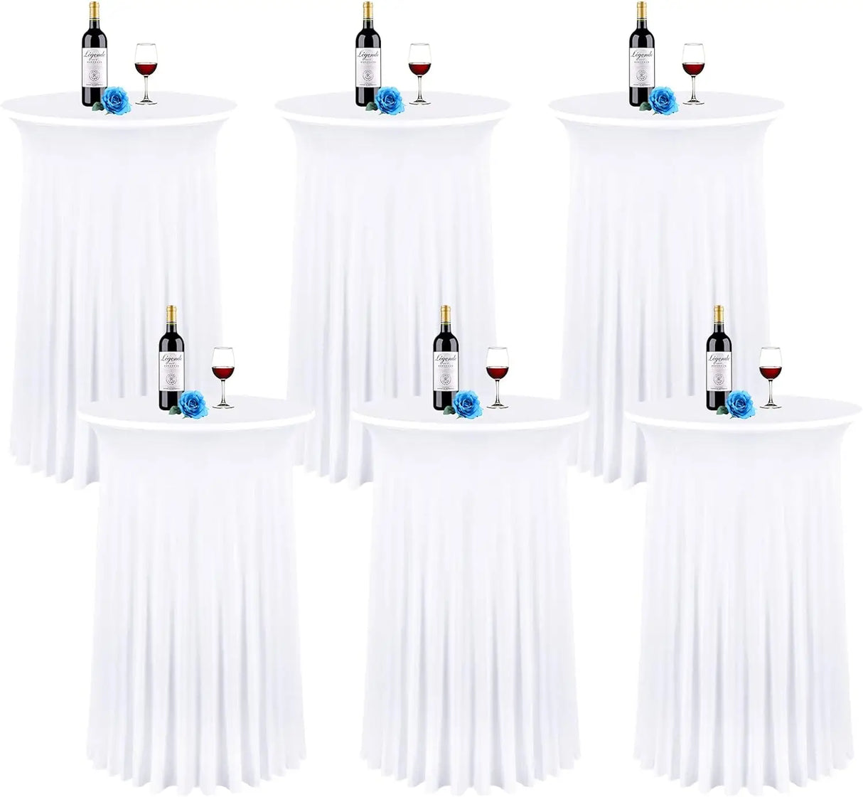 6 Packs 32"x 43" Round Cocktail Table Skirt,Spandex