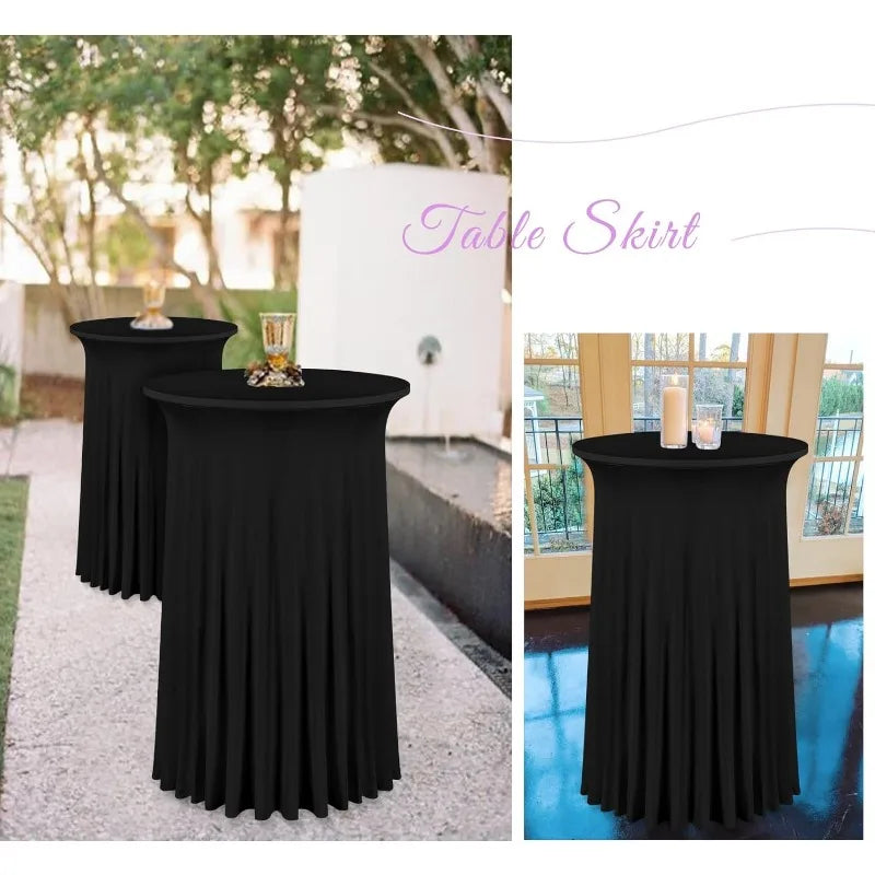 6 Packs 32"x 43" Round Cocktail Table Skirt,Spandex