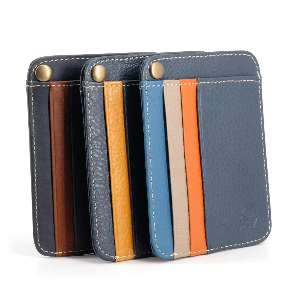 Slim Oil Wax Cowhide Leather Wallet with 6 Slots