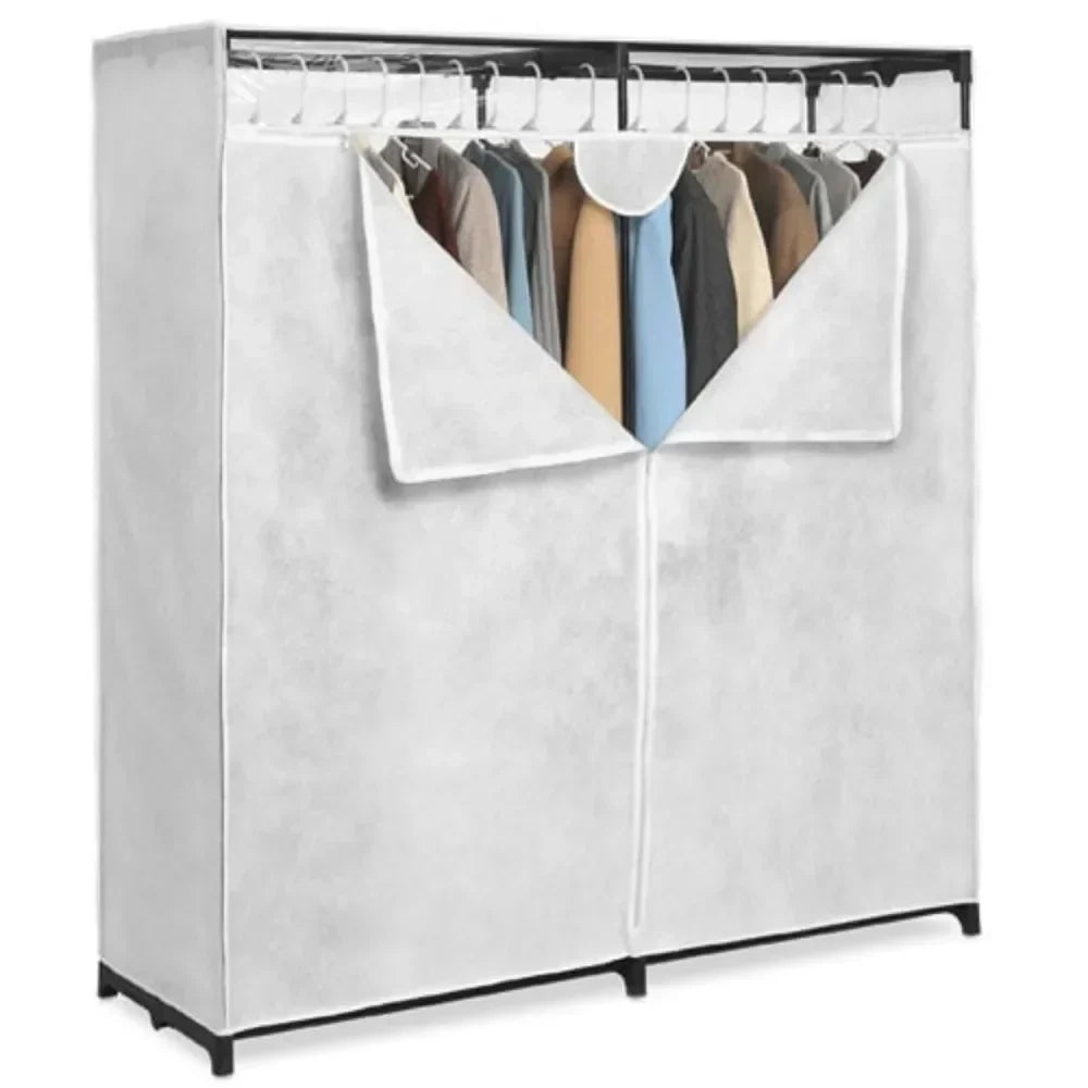 60-inch White Extra-Wide Portable Closets Wardrobe Cabinets for