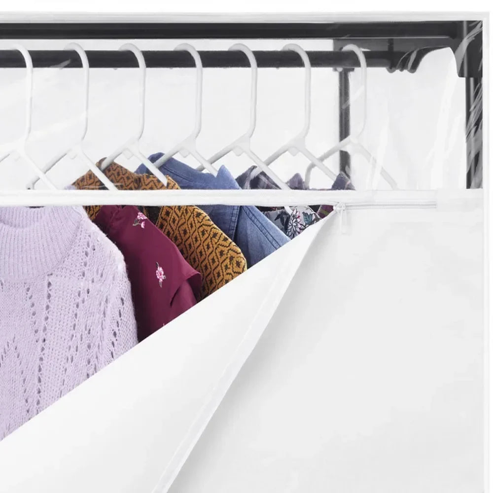 60-inch White Extra-Wide Portable Closets Wardrobe Cabinets for