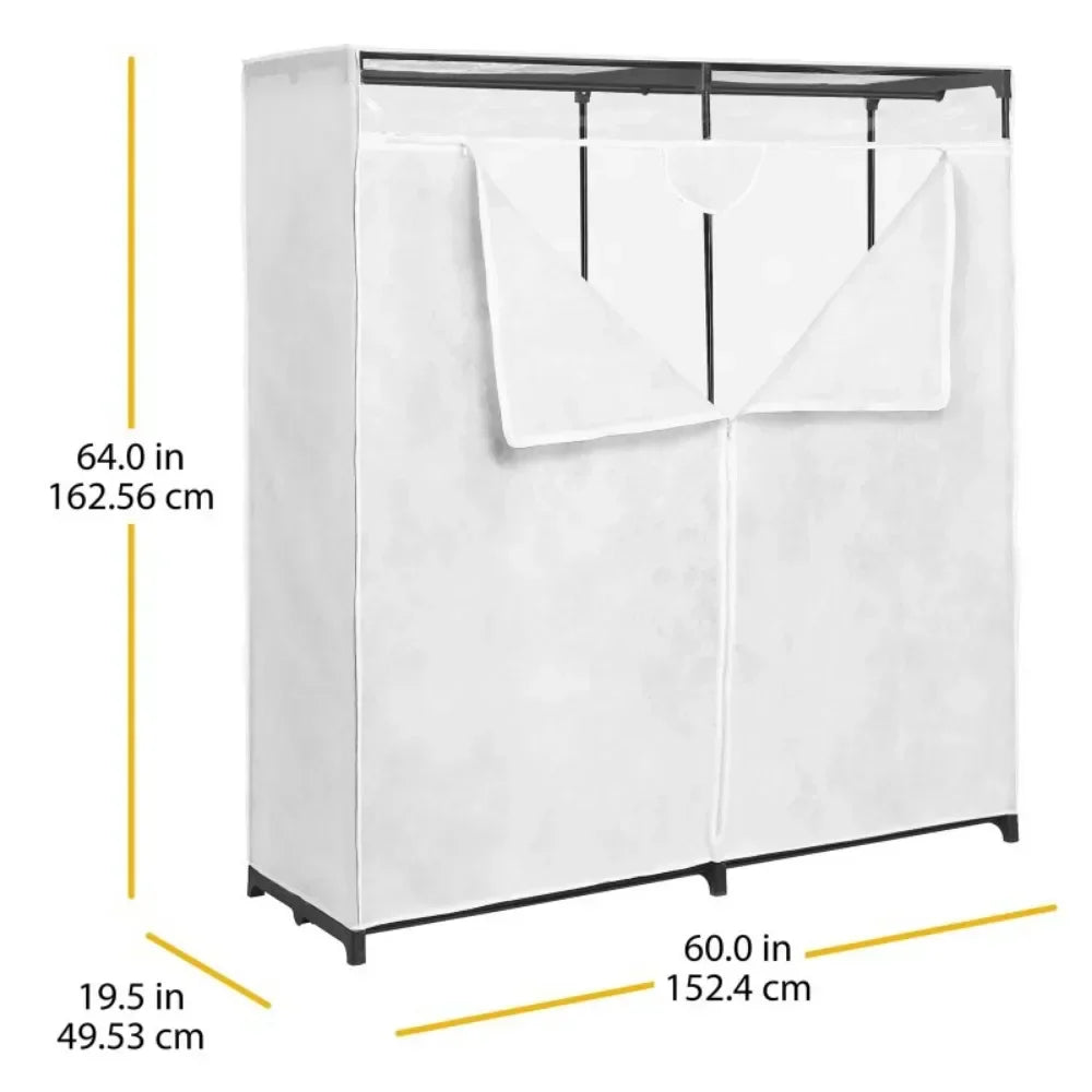 60-inch White Extra-Wide Portable Closets Wardrobe Cabinets for