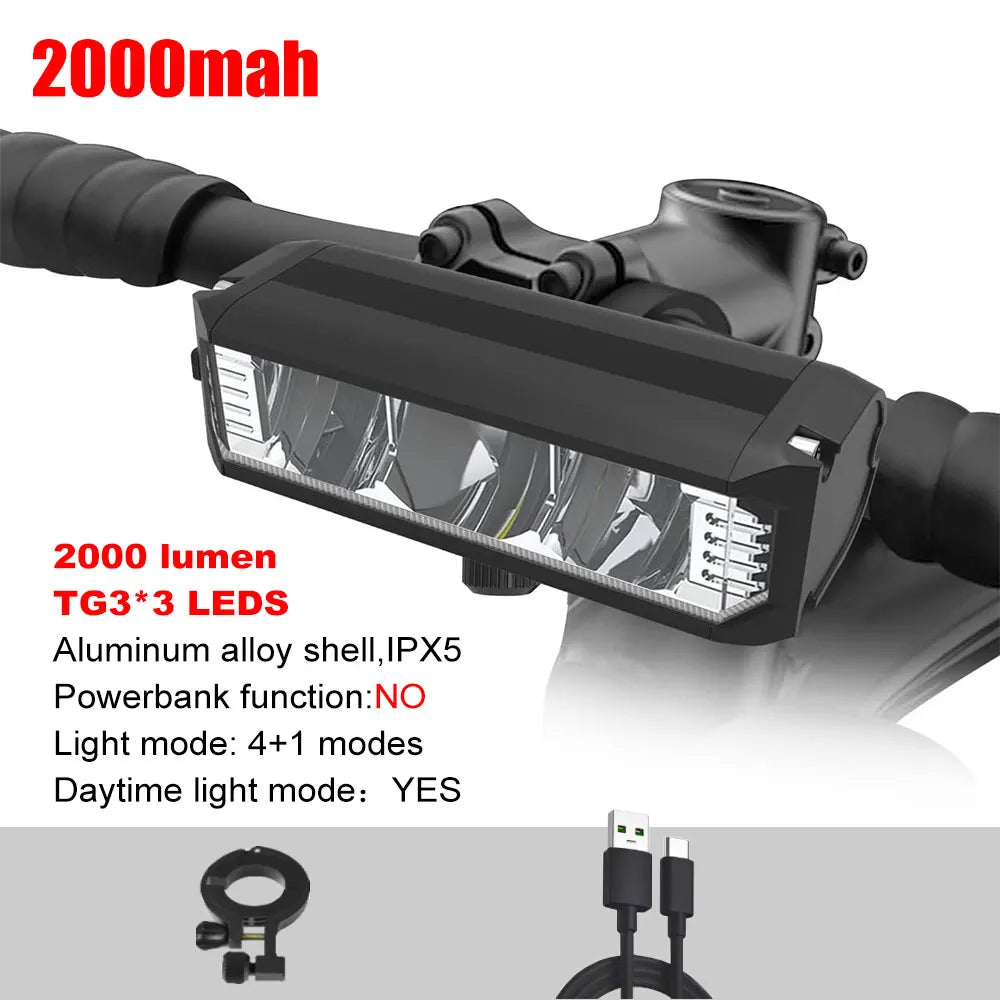 6000LM Bike Front Light Bicycle Lamp 8000Mah Aluminum