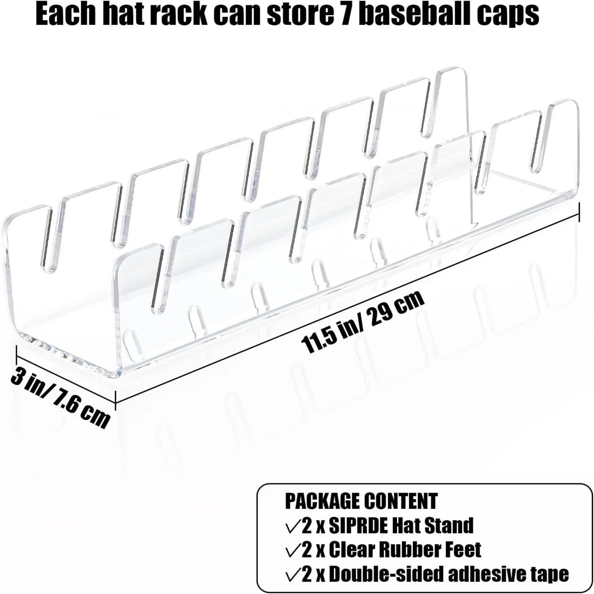 7-Holes Baseball Cap Display Rack Durable Clear Acrylic