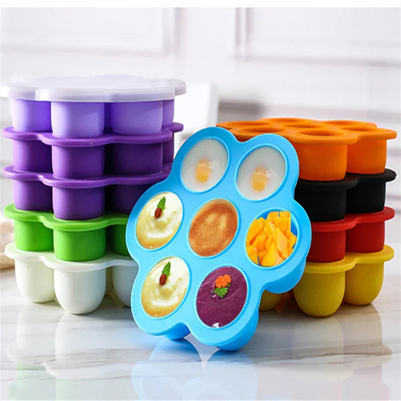 7 Holes Reusable Silicone Baby Food Freezer Tray