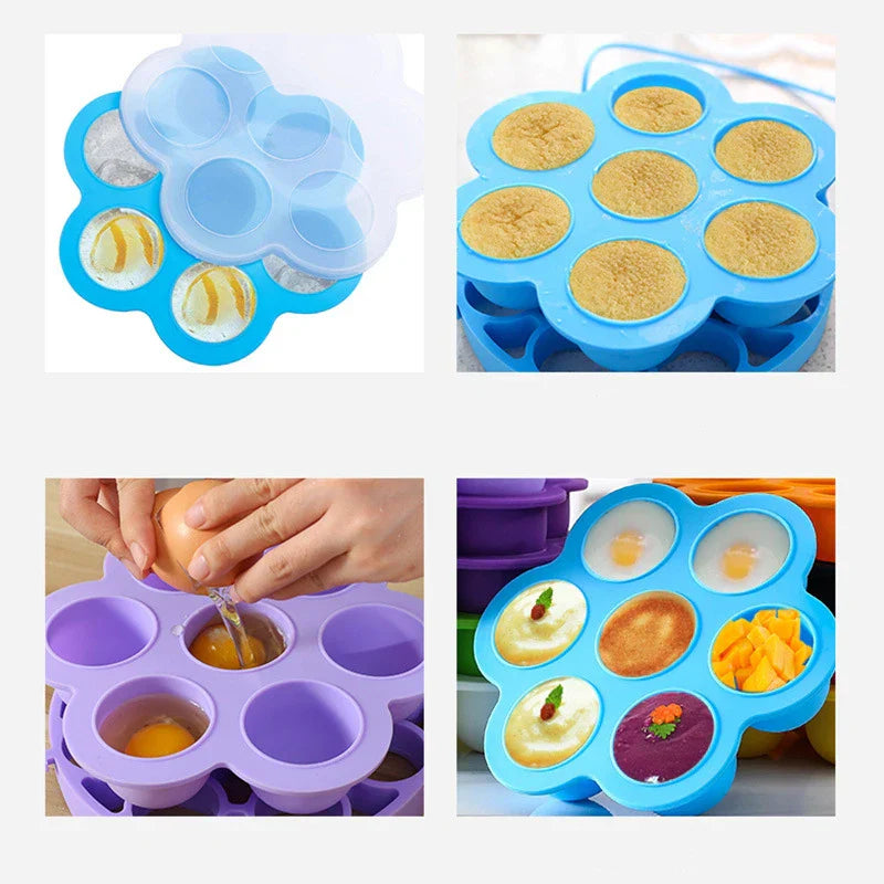 7 Holes Reusable Silicone Baby Food Freezer Tray