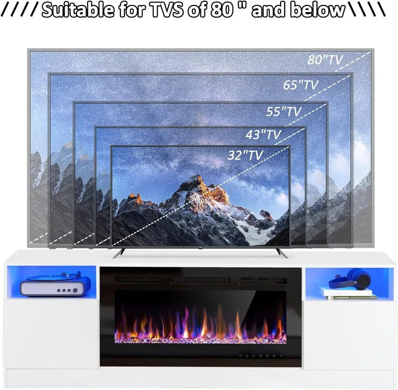 70" Fireplace TV Stand for Up to 80"