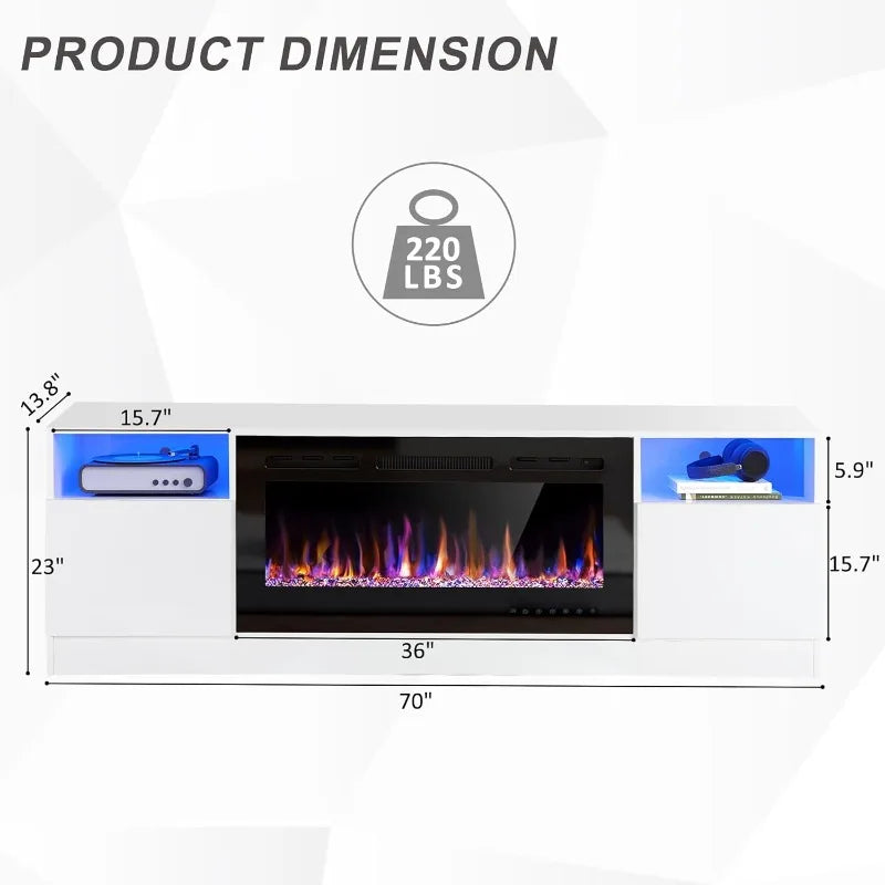 70" Fireplace TV Stand for Up to 80"