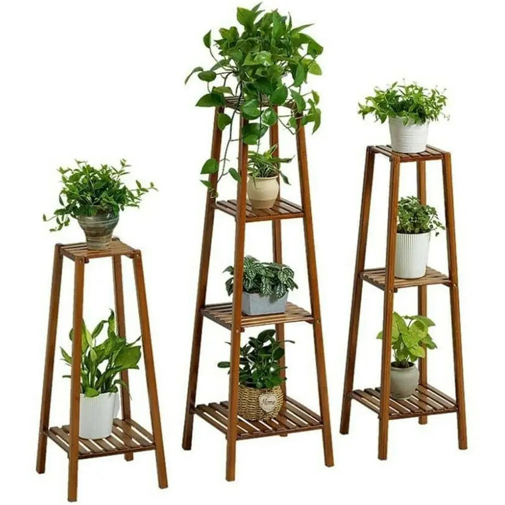 77/97/117cm Tall Bamboo Plant Stand Flower Pot Display
