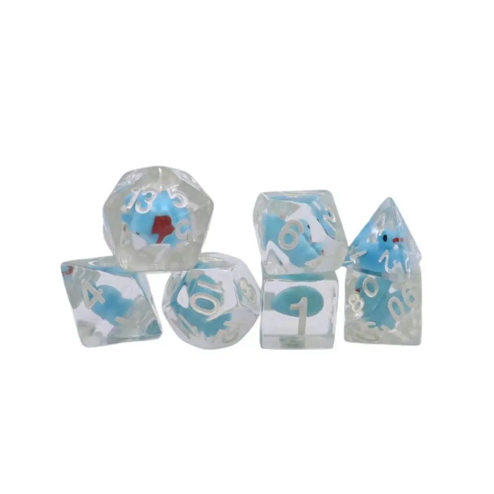 7Pcs/set Multi-Faceted Digital Dice Set Filled with Ducks