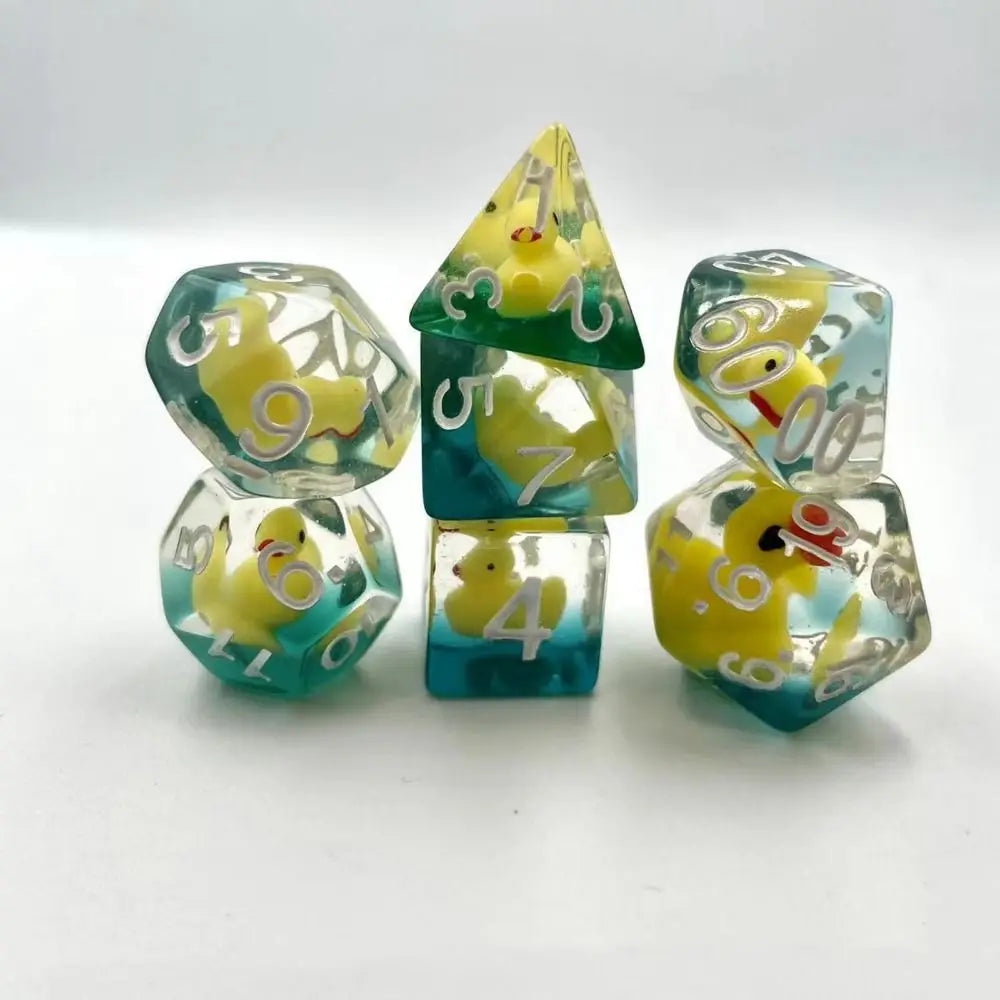 7Pcs/set Multi-Faceted Digital Dice Set Filled with Ducks