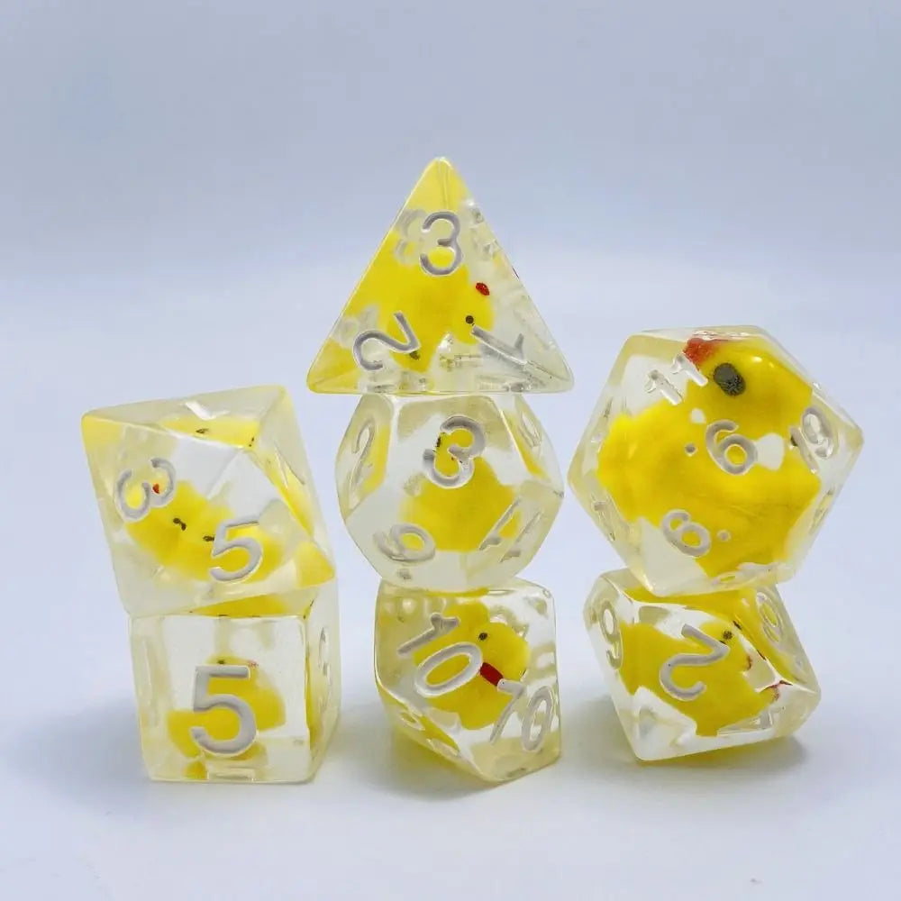 7Pcs/set Multi-Faceted Digital Dice Set Filled with Ducks