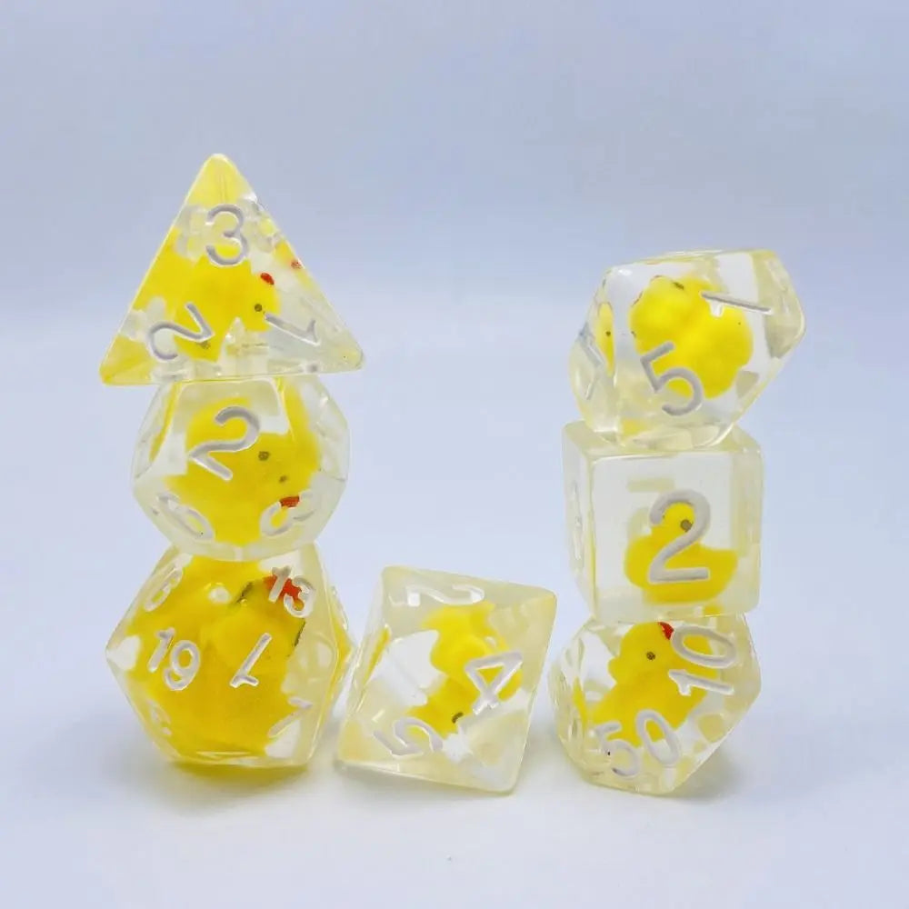 7Pcs/set Multi-Faceted Digital Dice Set Filled with Ducks