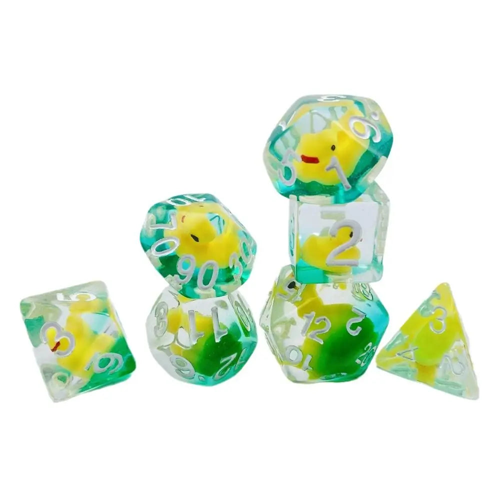 7Pcs/set Multi-Faceted Digital Dice Set Filled with Ducks