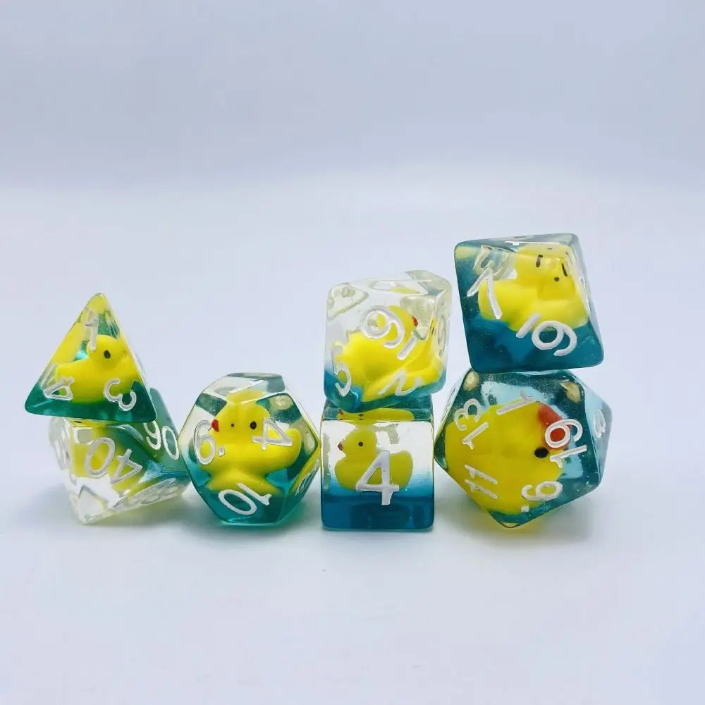 7Pcs/set Multi-Faceted Digital Dice Set Filled with Ducks