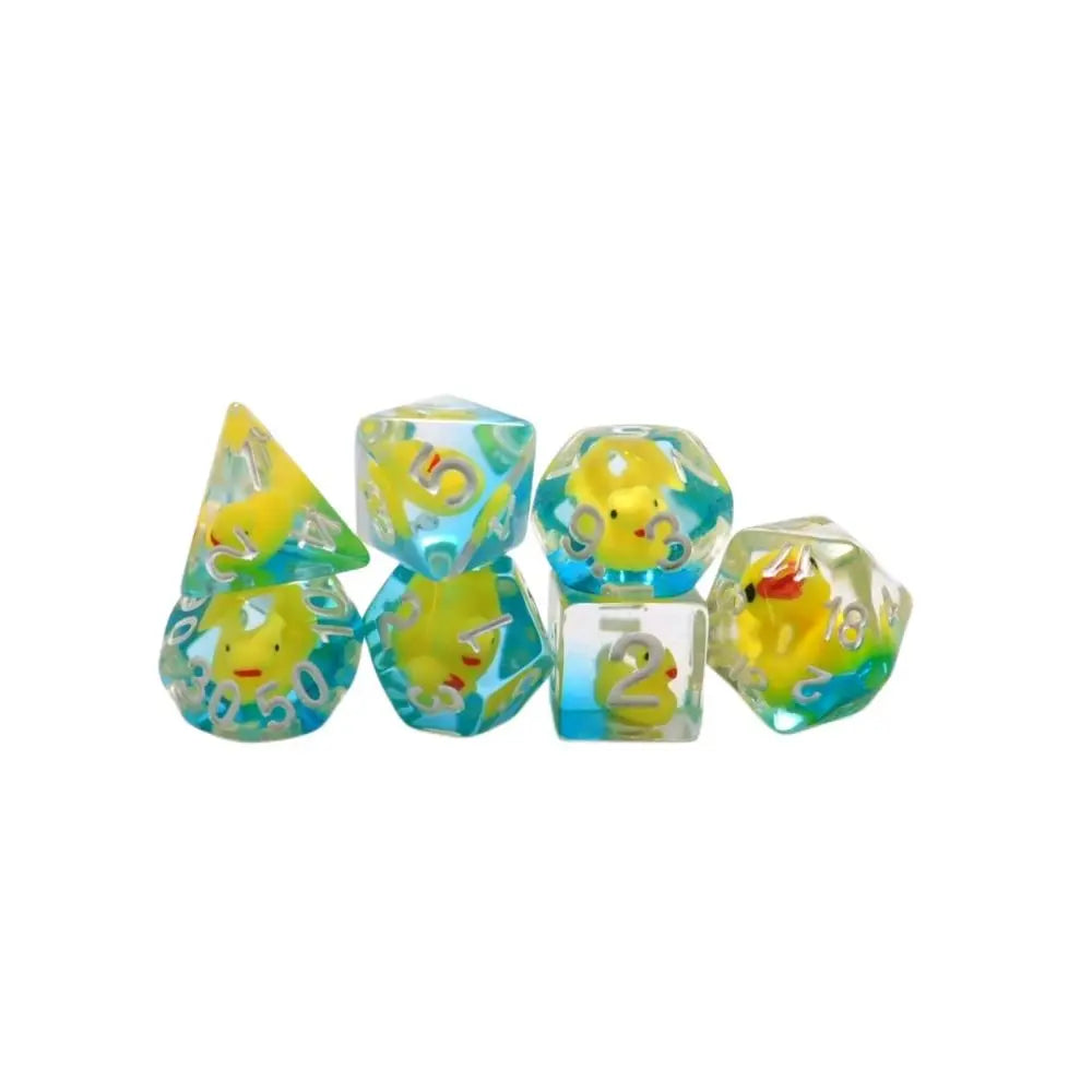 7Pcs/set Multi-Faceted Digital Dice Set Filled with Ducks
